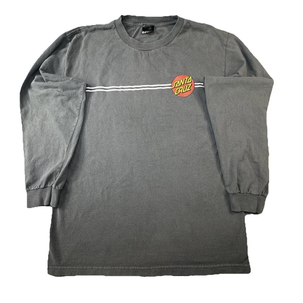 Vintage Santa Cruz Long Sleeve T Shirt Mens XL Gray Skateboard Fade Y2K -562